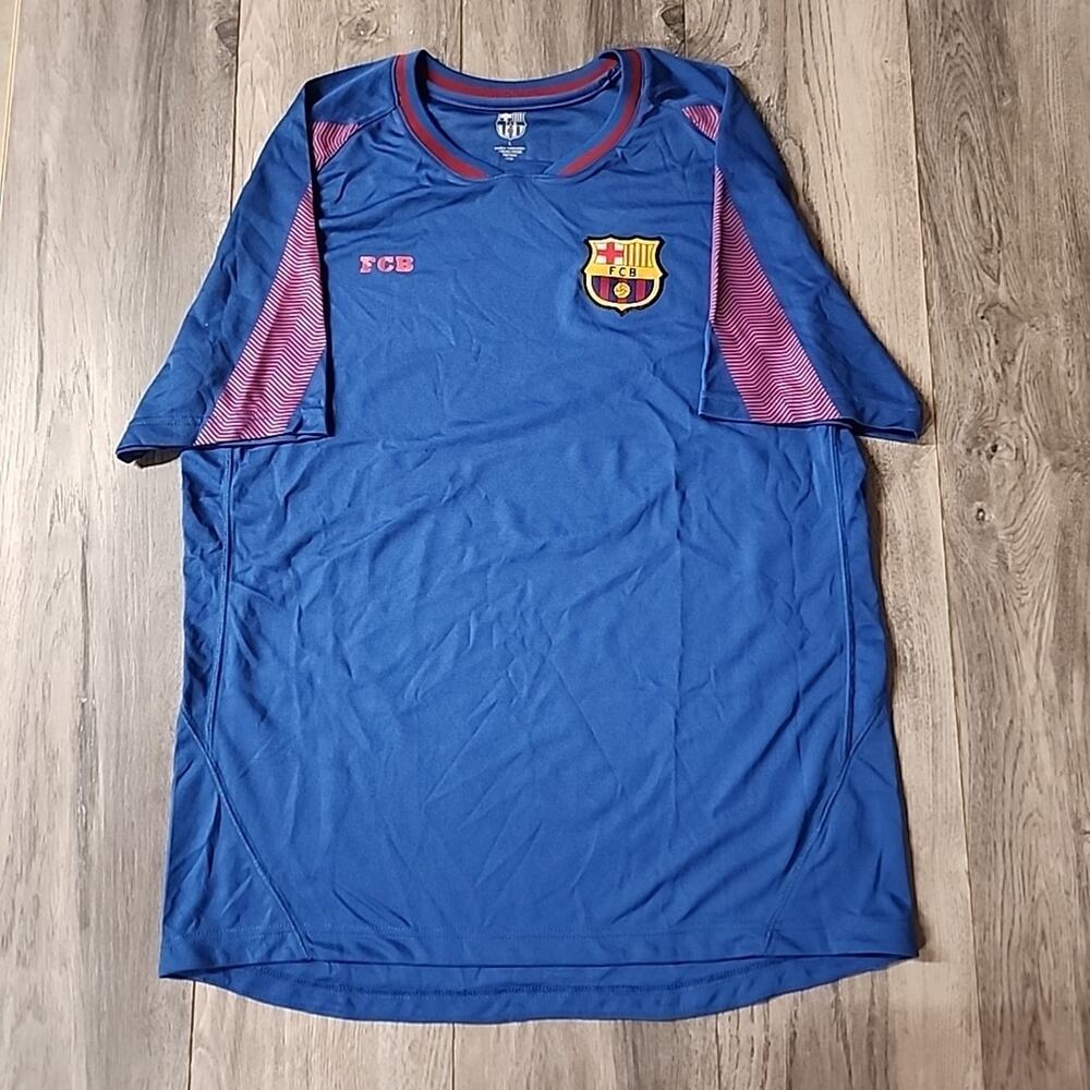 Vintage FC Barcelona Jersey Mens Large Blue Football Club Soccer Dri-fit Shirt